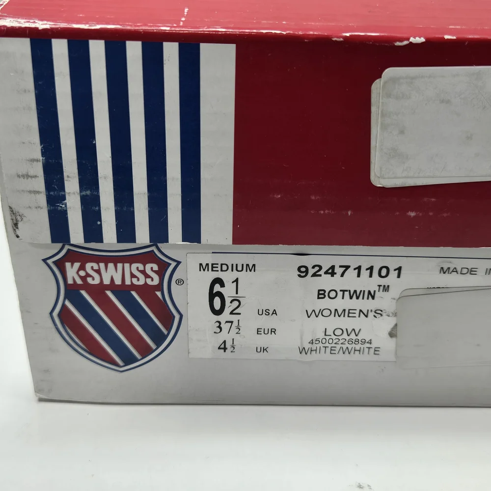 K-Swiss Botwin All-White Classic Sneakers Women's Size 6 1/2 6.5 - Picture 14 of 15